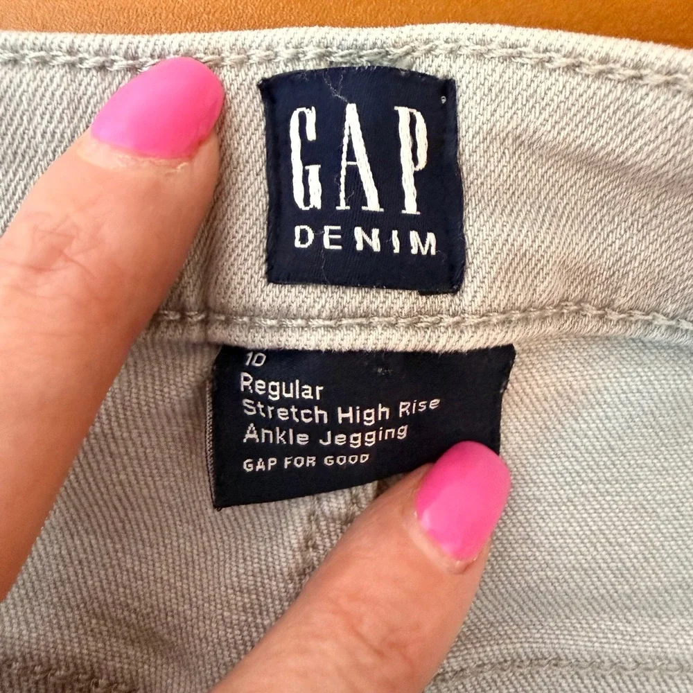 Gap Girls Light Grey Distressed High Rise Ankle Jegging Jeans Size 10 Button Fly